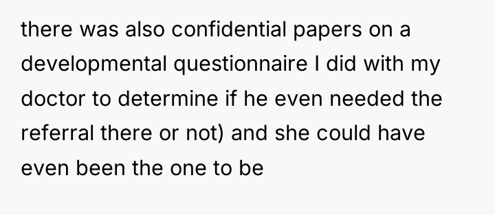 there was also confidential papers on a developmental questionnaire I...