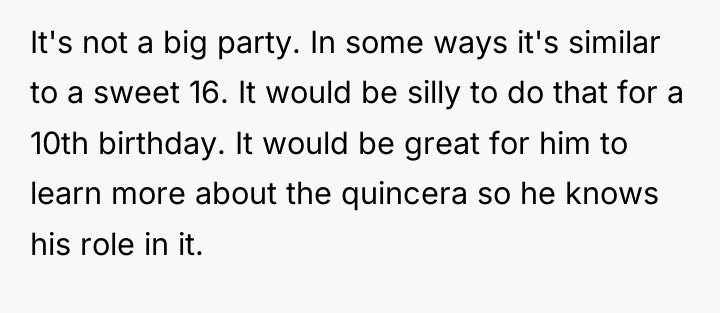 It's not a big party. In some ways it's similar...