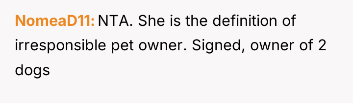 NomeaD11 NTA. She is the definition of irresponsible pet owner....