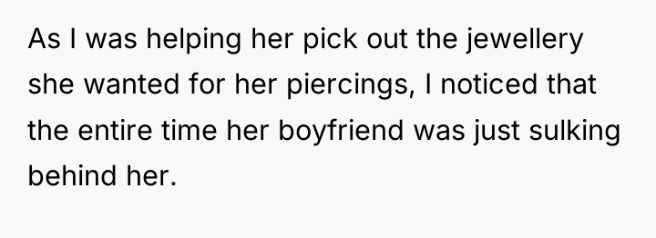 As I was helping her pick out the jewellery she...