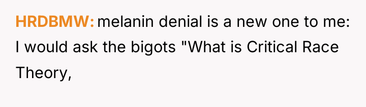 HRDBMW melanin denial is a new one to me: I...