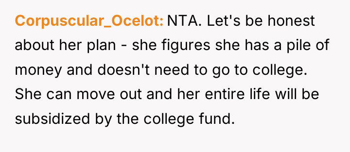 Corpuscular_Ocelot NTA. Let's be honest about her plan - she...