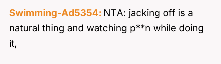 Swimming-Ad5354 NTA: jacking off is a natural thing and watching...