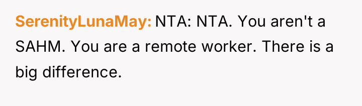 SerenityLunaMay NTA: NTA. You aren't a SAHM. You are a...