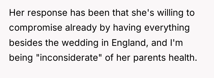 Her response has been that she's willing to compromise already...