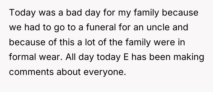 Today was a bad day for my family because we...
