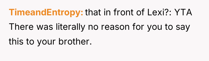 TimeandEntropy that in front of Lexi?: YTA There was literally...