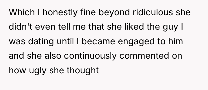 Which I honestly fine beyond ridiculous she didn't even tell...