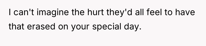 I can't imagine the hurt they'd all feel to have...