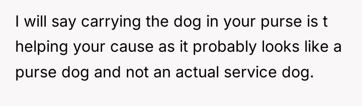 I will say carrying the dog in your purse is...
