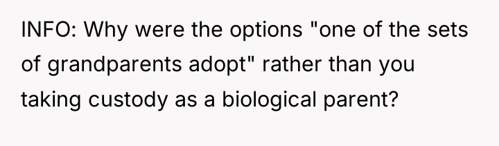 INFO: Why were the options "one of the sets of...