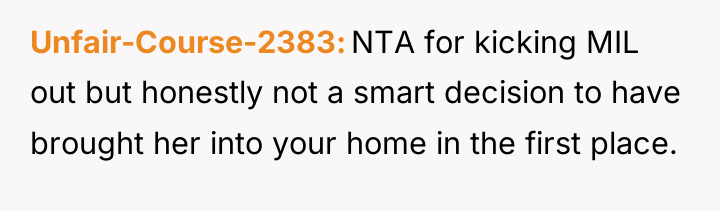 Unfair-Course-2383 NTA for kicking MIL out but honestly not a...