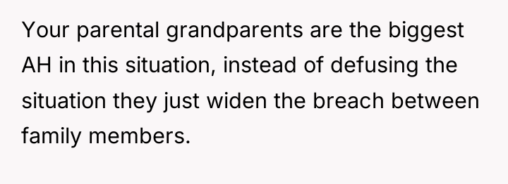 Your parental grandparents are the biggest AH in this situation,...