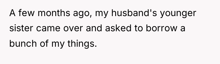 A few months ago, my husband's younger sister came over...