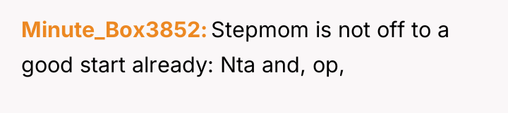 Minute_Box3852 Stepmom is not off to a good start already:...