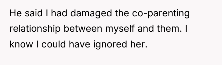 He said I had damaged the co-parenting relationship between myself...