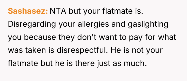 Sashasez NTA but your flatmate is. Disregarding your allergies and...