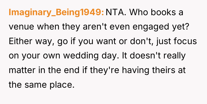Imaginary_Being1949 NTA. Who books a venue when they aren't even...