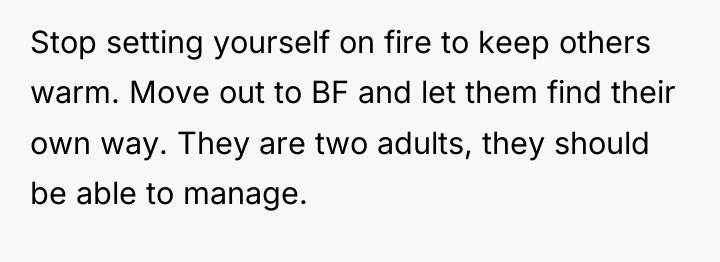 Stop setting yourself on fire to keep others warm. Move...