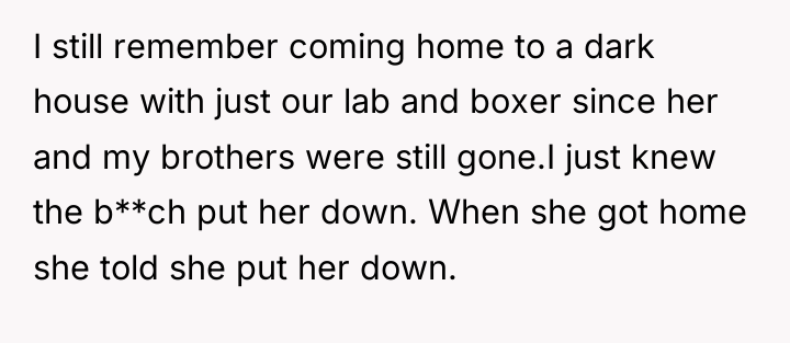 I still remember coming home to a dark house with...