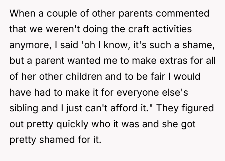 When a couple of other parents commented that we weren't...