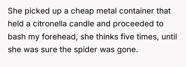 She picked up a cheap metal container that held a...