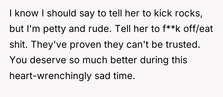 I know I should say to tell her to kick...