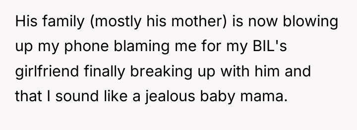 His family (mostly his mother) is now blowing up my...