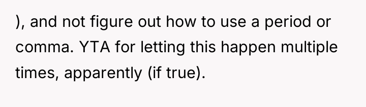), and not figure out how to use a period...
