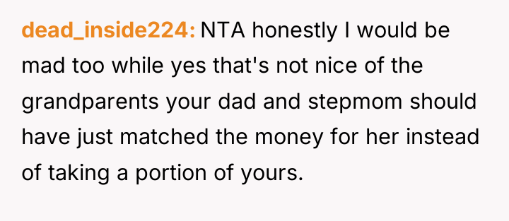 dead_inside224 NTA honestly I would be mad too while yes...