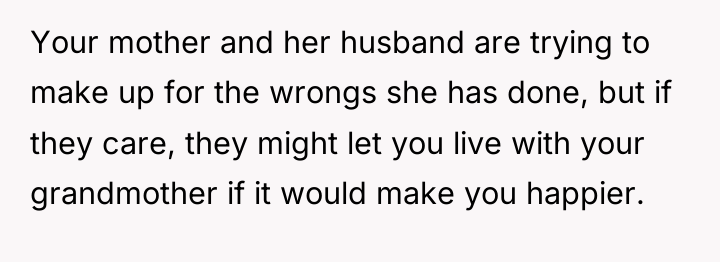 Your mother and her husband are trying to make up...