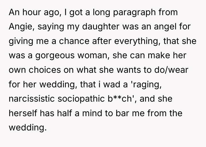 An hour ago, I got a long paragraph from Angie,...