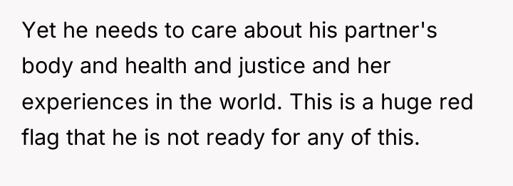 Yet he needs to care about his partner's body and...