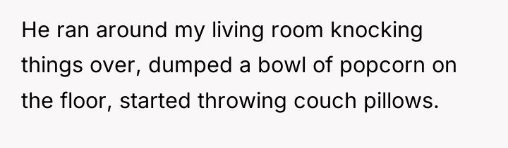 He ran around my living room knocking things over, dumped...