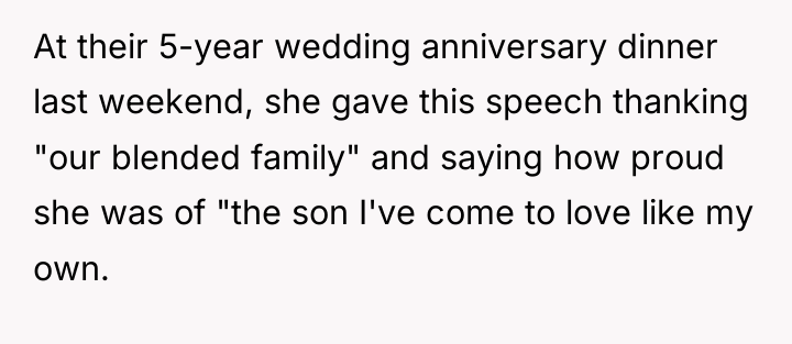 At their 5-year wedding anniversary dinner last weekend, she gave...