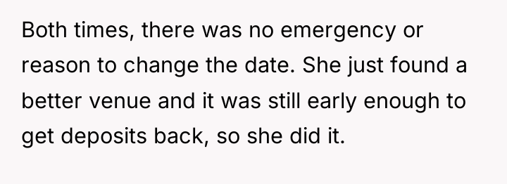 Both times, there was no emergency or reason to change...