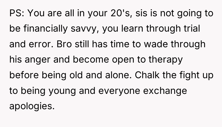 PS: You are all in your 20's, sis is not...