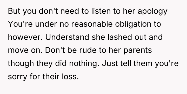 But you don't need to listen to her apology You're...