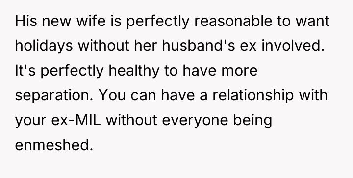His new wife is perfectly reasonable to want holidays without...