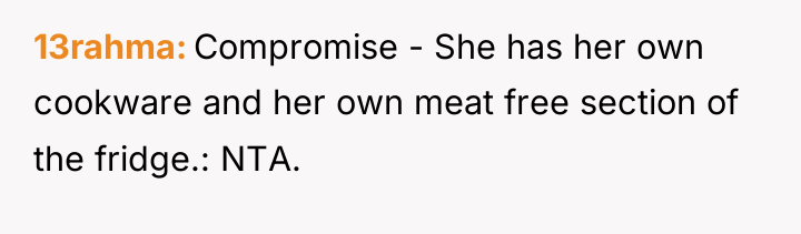 13rahma Compromise - She has her own cookware and her...