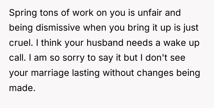 Spring tons of work on you is unfair and being...
