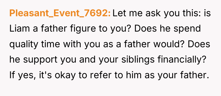 Pleasant_Event_7692 Let me ask you this: is Liam a father...