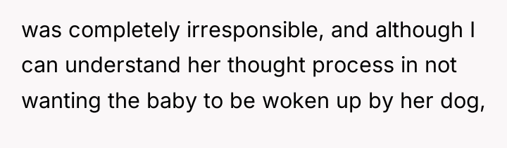 was completely irresponsible, and although I can understand her thought...
