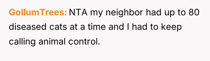 GollumTrees NTA my neighbor had up to 80 diseased cats...