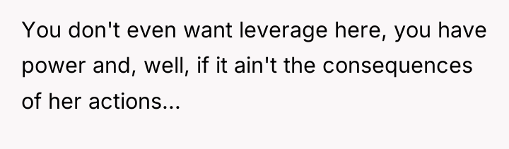 You don't even want leverage here, you have power and,...