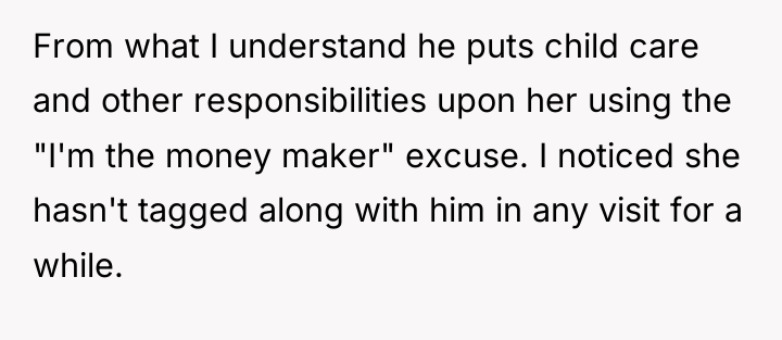 From what I understand he puts child care and other...