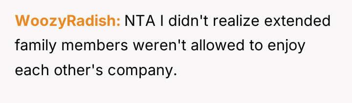 WoozyRadish NTA I didn't realize extended family members weren't allowed...