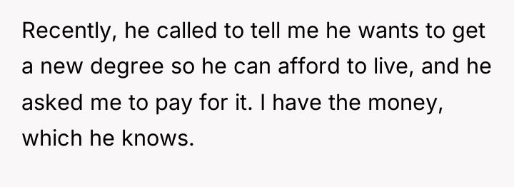 Recently, he called to tell me he wants to get...