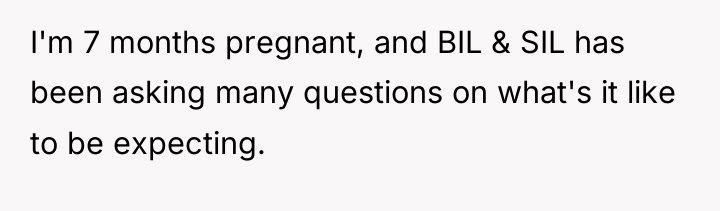 I'm 7 months pregnant, and BIL & SIL has been...