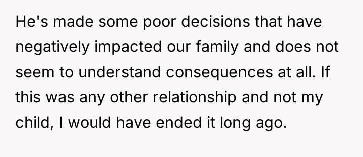 He's made some poor decisions that have negatively impacted our...